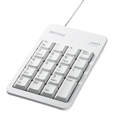 有線テンキーボード Tabキー/USBハブ付き ホワイト BSTKH100WH