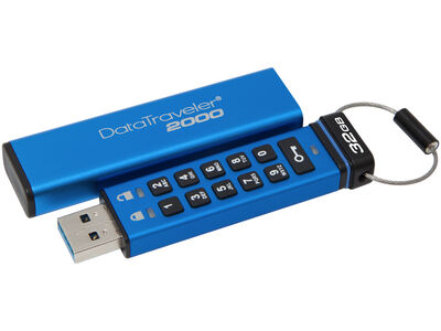 32GB DataTraveler 2000 USB3.1 キーパッド付 256ビット AES暗号化機能付 DT2000/32GB
