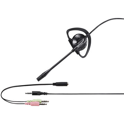 片耳イヤフック式モノラルヘッドセット 4極&3極ミニプラグ接続 ブラック BSHSECM110BK