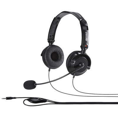 両耳ヘッドバンド式ステレオヘッドセット 4極ミニプラグ接続/折りたたみタイプ ブラック BSHSHCS310BK