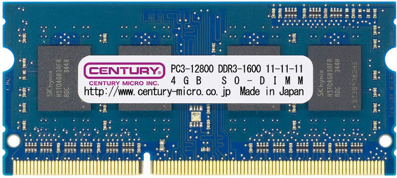 ノートPC用 PC3-12800/DDR3-1600 4GB SO-DIMM 日本製