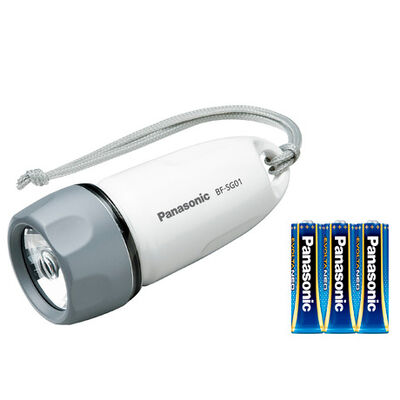 乾電池エボルタNEO付き LED防水ライト （ホワイト） BF-SG01N-W