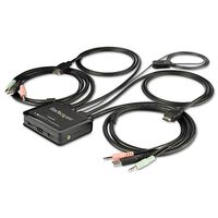 ケーブル一体型 2ポート USB HDMI対応KVMスイッチ 4K/60Hz対応PC切替器 1.5mケーブル長 3.5mmオーディオ対応 SV211HDUA4K