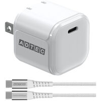 Power Delivery対応 AC充電器/33W/USB Type-C 1ポート/ホワイト & Type-C to Cケーブルセット APD-V033C-wC-WH