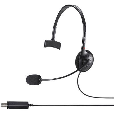 片耳ヘッドバンド式モノラルヘッドセット USB接続 ブラック BSHSHUM110BK