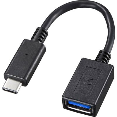 Type-C USB A変換アダプタケーブル（ブラック・7cm） AD-USB26CAF