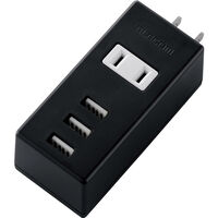 USBタップ/USBメス×3/AC×1/縦挿し/ケーブル無/2.1A/ブラック MOT-U05-2132BK
