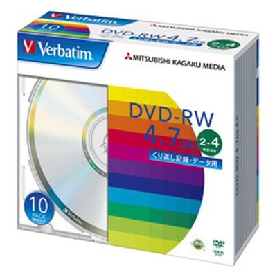 DVD-RW 4.7GB PCデータ用 4倍速対応 10枚スリムケース入り シルバーディスク