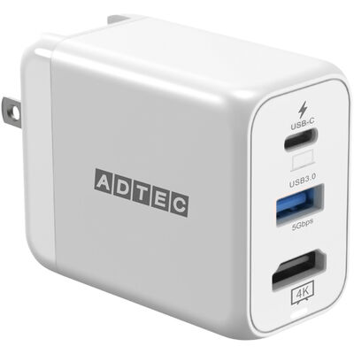 PD対応 4K出力 USB Hub AC充電器 34.5W White APD-V034ACH-WH