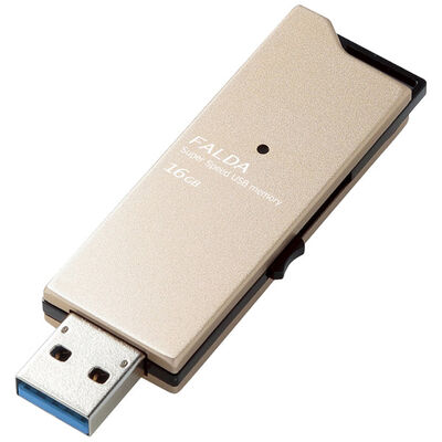 USBメモリー/USB3.0対応/スライド式/高速/FALDA/16GB/ゴールド MF-DAU3016GGD