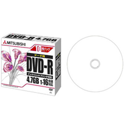 DVD-R 4.7GB PCデータ用 16倍速対応 1枚ずつ5mmケース（透明）10P ワイド印刷可能 DHR47JPP10