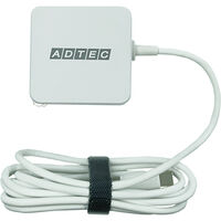 Power Delivery対応 GaN AC充電器/65W/ケーブル一体型 USB Type-C 1.5m/ホワイト APD-A065-w15C-WH