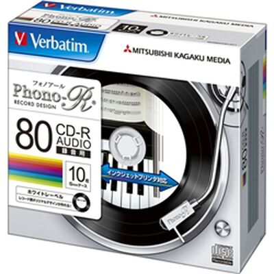 CD-R(Audio) 80分 1枚5mmケース(透明) 10P(ホワイト) MUR80PHW10V1