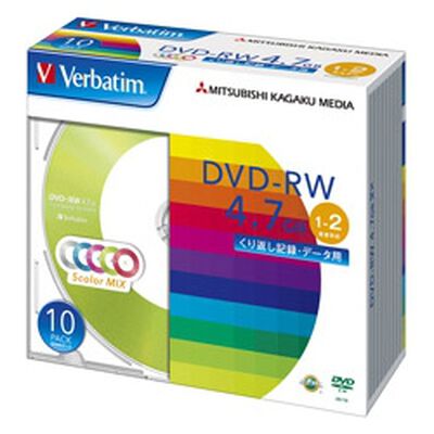 DVD-RW 4.7GB PCデータ用 2倍速対応 10枚スリムケース入り カラーミックス DHW47NM10V1