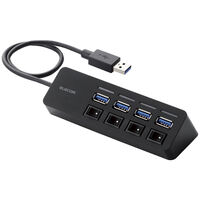 USB3.0ハブ/個別スイッチ付き/マグネット付き/バスパワー/4ポート/ブラック U3H-S418BBK