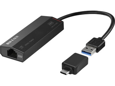 2.5GbE対応 USB LANアダプター Type-A to C変換コネクタ付属 LUA-U3-A2G/C