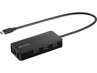 Giga対応 USB Type-C LANアダプターハブ付 ブラック LUD-U3-CGHBK
