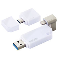 LightningUSBメモリ/USB3.2(Gen1)/USB3.0対応/64GB/Type-C変換アダプタ付/ホワイト MF-LGU3B064GWH
