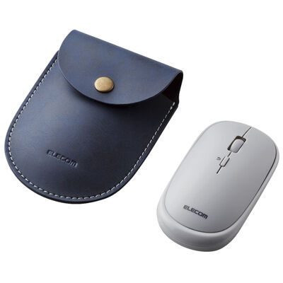 BlueLEDマウス/薄型/Bluetooth対応/4ボタン/ポーチ付/グレー M-TM10BBGY