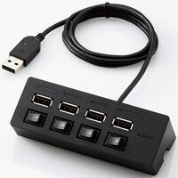 USB2.0ハブ/機能主義/個別スイッチ付/バスパワー/4ポート/100cm/ブラック U2H-TZS428BBK
