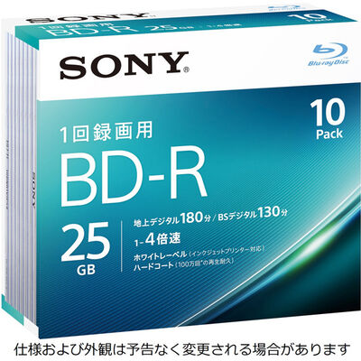 ビデオ用BD-R 追記型 片面1層25GB 4倍速 ホワイトワイドプリンタブル 10枚パック 10BNR1VJPS4