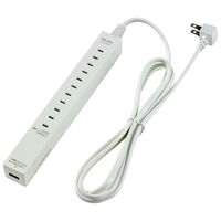 スリムタップ 5個口 1.5m USBポート付 ホワイト WL-USB5015B(W)