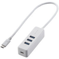 USB Type-C ハブ/USB3.1(Gen1)/USB-Aメス3ポート/PD対応Type-C1ポート/ケーブル30cm/ホワイト U3HC-T431P5WH