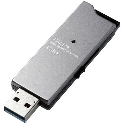 USBメモリー/USB3.0対応/スライド式/高速/FALDA/128GB/ブラック MF-DAU3128GBK
