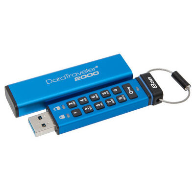 8GB DataTraveler 2000 USB3.1 キーパッド付 256ビット AES暗号化機能付 DT2000/8GB