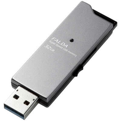USBメモリー/USB3.0対応/スライド式/高速/FALDA/32GB/ブラック MF-DAU3032GBK