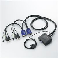 USB対応ケーブル一体型切替器 D-sub対応/2台切替/音声切替/手元スイッチ KVM-KUS