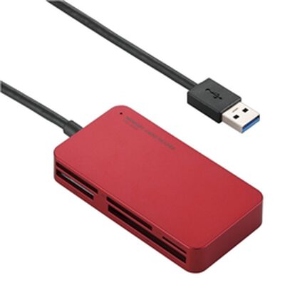 メモリリーダライタ/USB3.0/SD・microSD・MS・XD・CF対応/スリムコネクタ/レッド MR3-A006RD