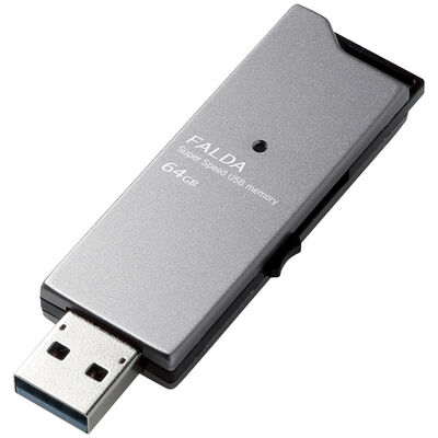 USBメモリー/USB3.0対応/スライド式/高速/FALDA/64GB/ブラック MF-DAU3064GBK