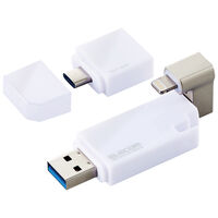 LightningUSBメモリ/USB3.2(Gen1)/USB3.0対応/32GB/Type-C変換アダプタ付/ホワイト MF-LGU3B032GWH