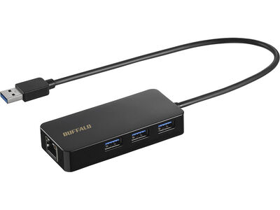 Giga対応 USB-A LANアダプターハブ付 ブラック LUD-U3-AGHBK