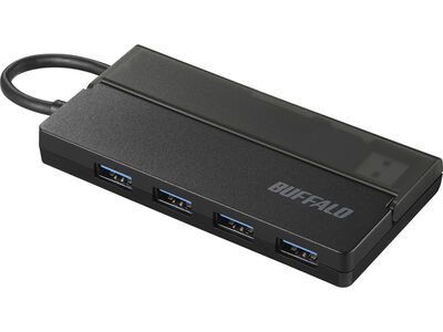 USB3.0 バスパワーハブ 4ポート ケーブル収納 ブラック BSH4U130U3BK