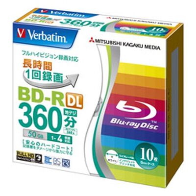 BD-R 2層 録画用 260分 1-4倍速 5mmケース10枚パック ワイド印刷対応・VBR260YP10V1