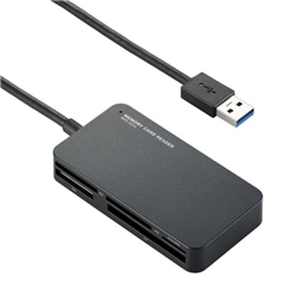 メモリリーダライタ/USB3.0/SD・microSD・MS・XD・CF対応/スリムコネクタ/ブラック MR3-A006BK