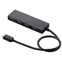 USB2.0HUB/Type-C/Aメス4ポート/バスパワー/30cmケーブル/ブラック U2HC-A430BBK