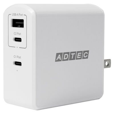 Power Delivery対応 GaN AC充電器/105W/USB Type-A 1ポート Type-C 2ポート/ホワイト APD-A105AC2-WH