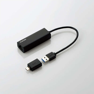 有線LANアダプタ/2.5G対応/USB Type-C変換アダプタ付/ブラック EDC-QUA3C-B