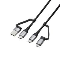 4in1 USBケーブル/USB-A+USB-C/Micro-B+USB-C/USB Power Delivery対応/2.0m/ブラック MPA-AMBCC20BK