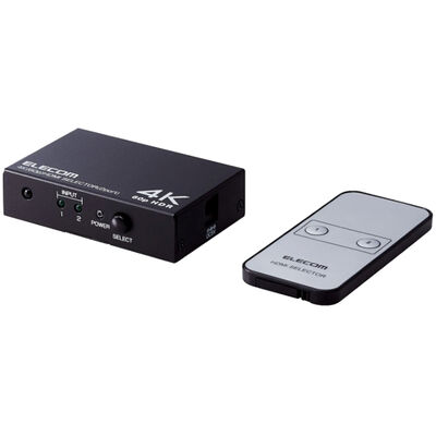 HDMI切替器/4K60P対応/2ポート/2入力1出力/専用リモコン付/ブラック DH-SW4KP21BK