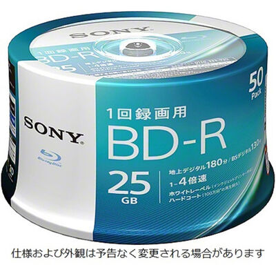 ビデオ用BD-R 追記型 片面1層25GB 4倍速 ホワイトワイドプリンタブル 50枚スピンドル 50BNR1VJPP4