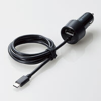 シガーチャージャー/USB Type-C(Quick Charge 3.0対応)100cm/1USBポート(自動識別)/2.4A/ブラック MPA-CCCQ03BK