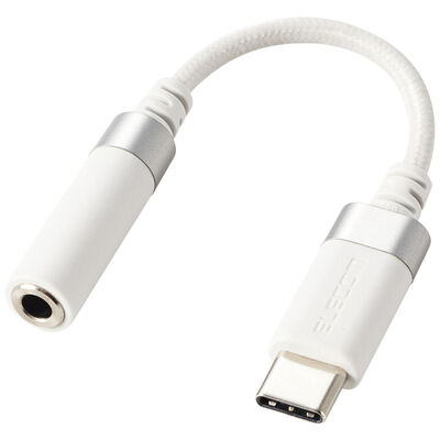 USB Type-C - 4極φ3.5mmステレオミニプラグ変換ケーブル/高耐久/ハイレゾ/DAC搭載/ホワイト AD-C35SDWH