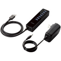 USB3.0ハブ/マグネット付き/セルフパワー/7ポート/ブラック U3H-T719SBK